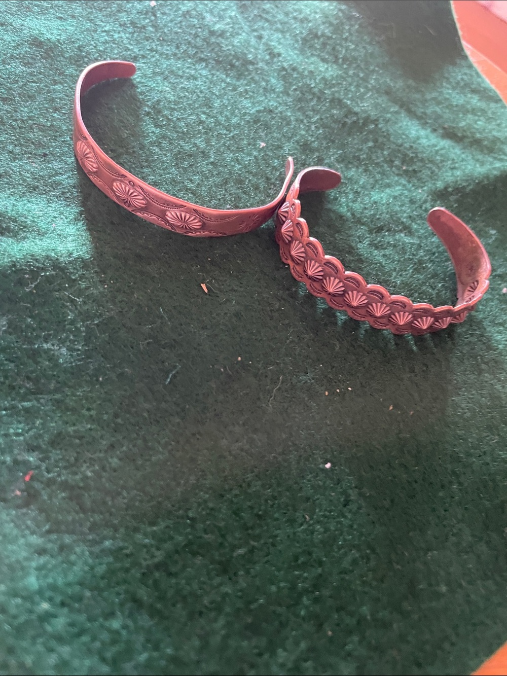 Women's Copper-Tone Floral Stamped Cuff Bracelet - Set of 2